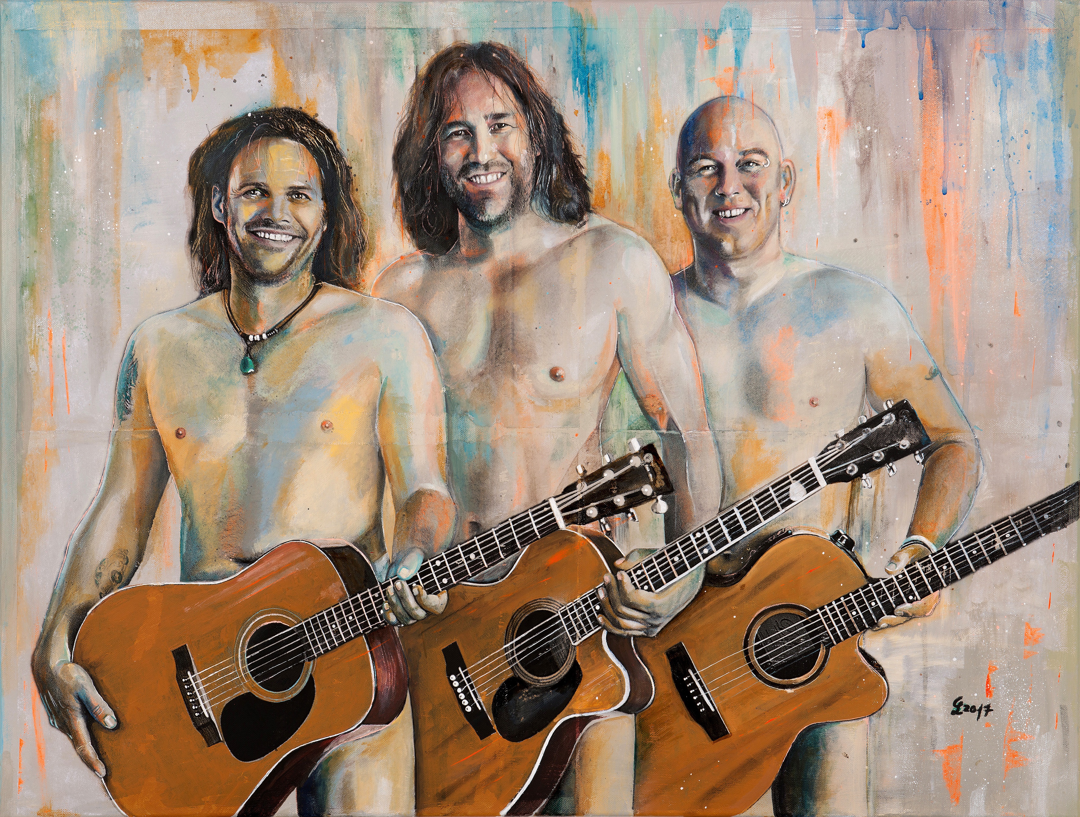 Drei Männer nur mit Gitarre